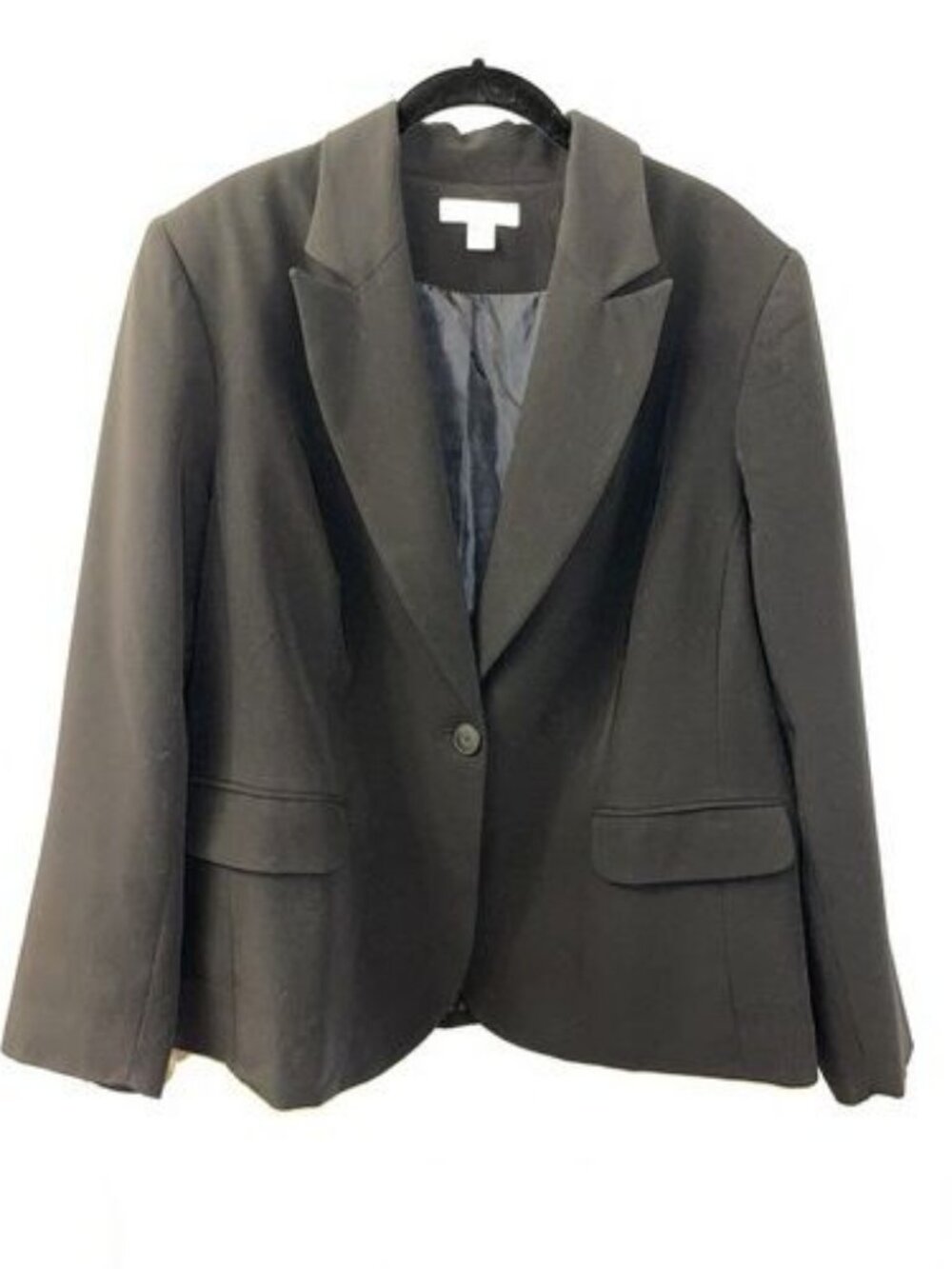 Coldwater‎ Creek Black Blazer Womens Plus Size 18 Boxy Fit 1 Button Lined
